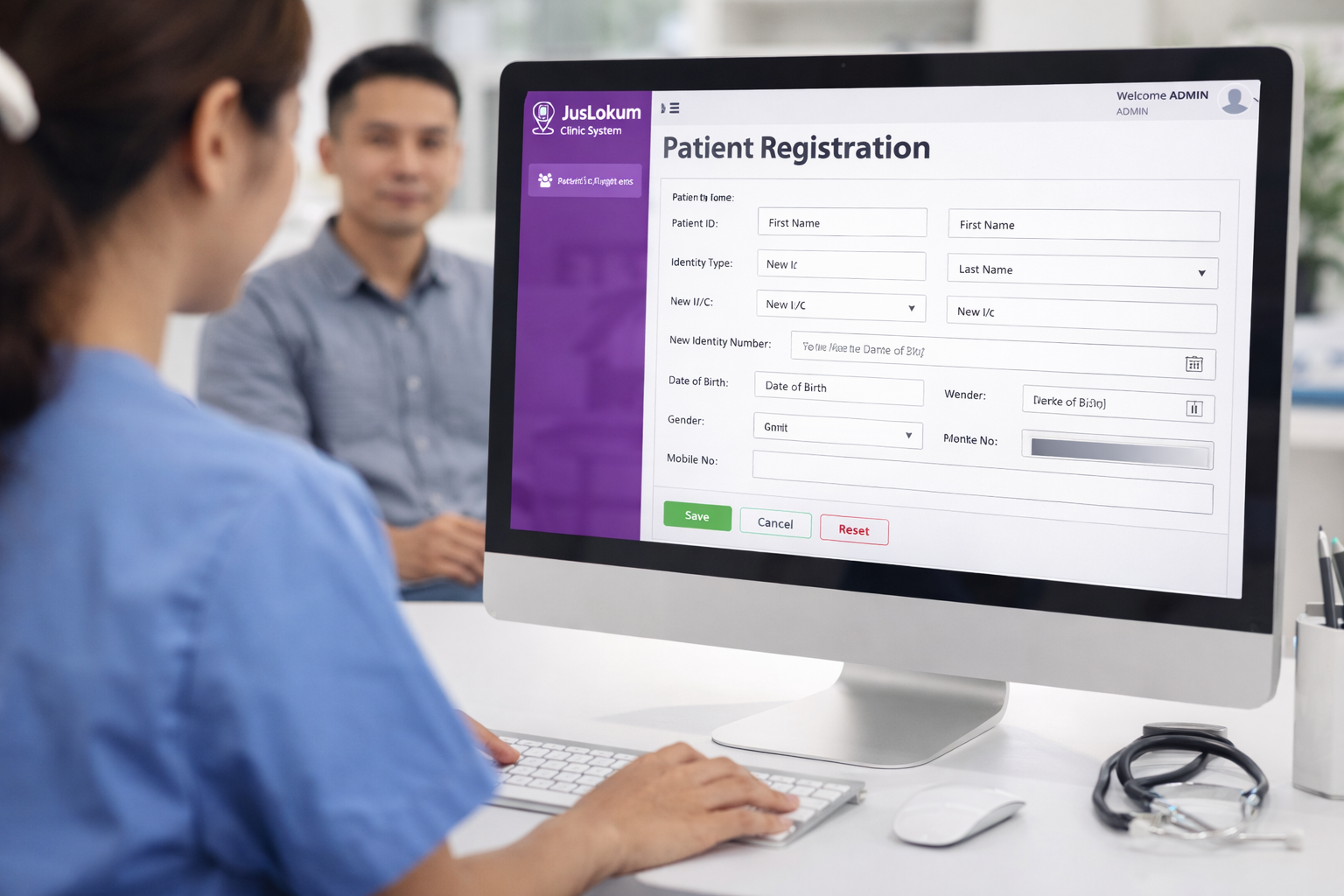 JUSLOKUM clinic registration interface